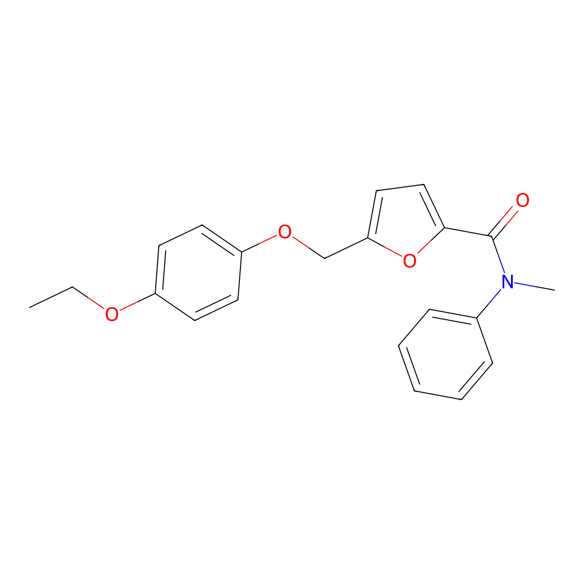 5-[(4-ethoxyphenoxy)methyl]-N-methyl-N-phenyl-2-furamide molecular structure, CAS 438472-75-4