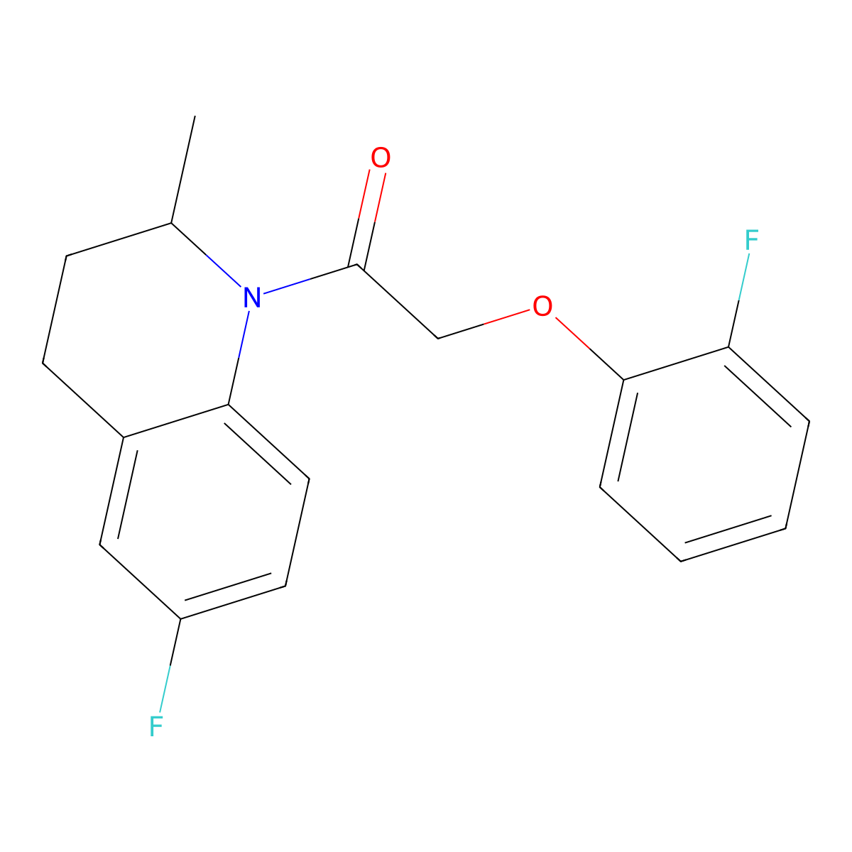 1-(6-fluoro-2-methyl-3,4-dihydro-2H-quinolin-1-yl)-2-(2-fluorophenoxy)ethanone molecular structure, CAS 438472-82-3