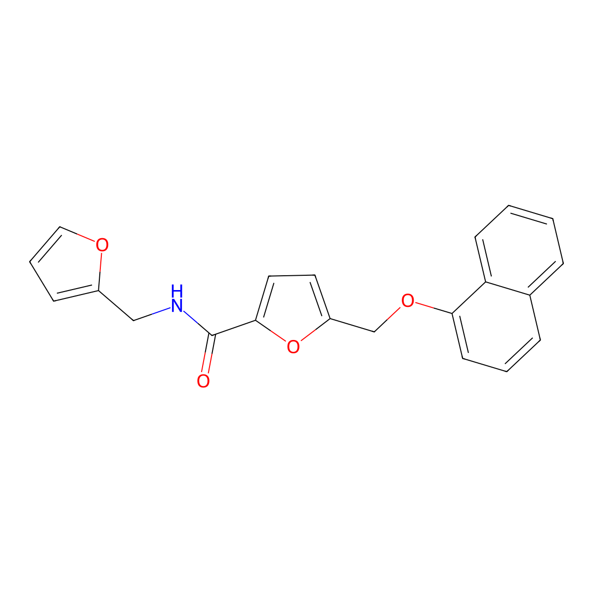 N-(furan-2-ylmethyl)-5-(naphthalen-1-yloxymethyl)furan-2-carboxamide molecular structure, CAS 438472-85-6