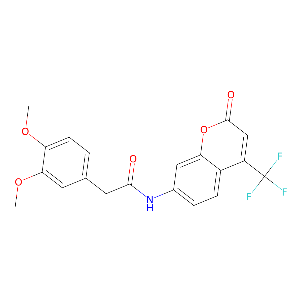 2-(3,4-dimethoxyphenyl)-N-[2-oxo-4-(trifluoromethyl)-2H-chromen-7-yl]acetamide molecular structure, CAS 438473-01-9