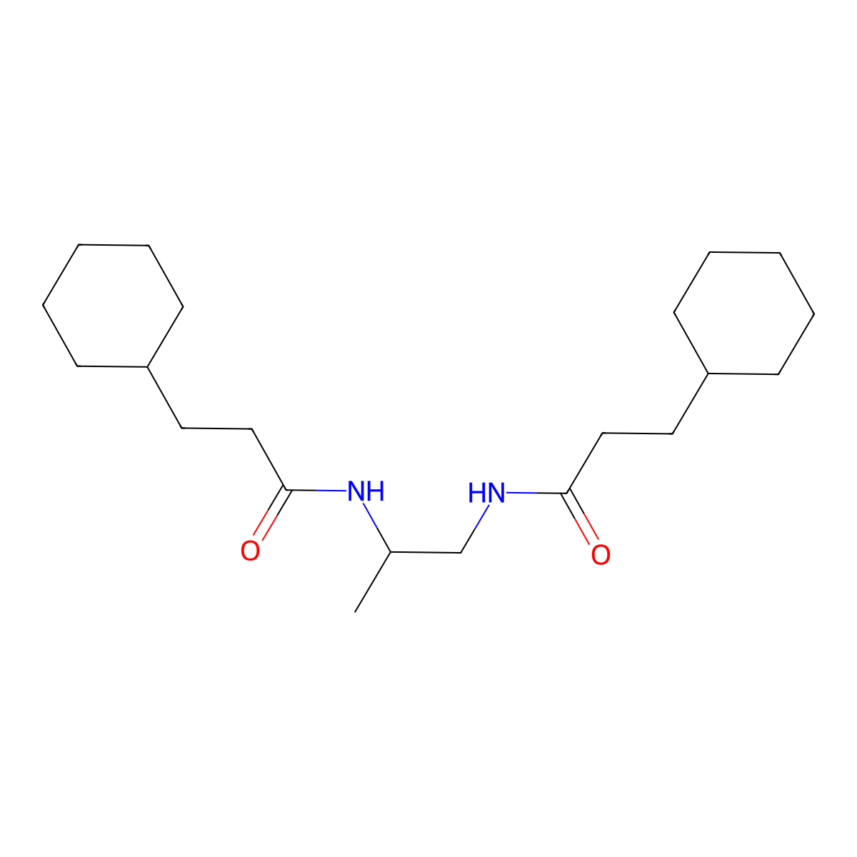 3-cyclohexyl-N-[2-(3-cyclohexylpropanoylamino)propyl]propanamide molecular structure, CAS 438473-08-6