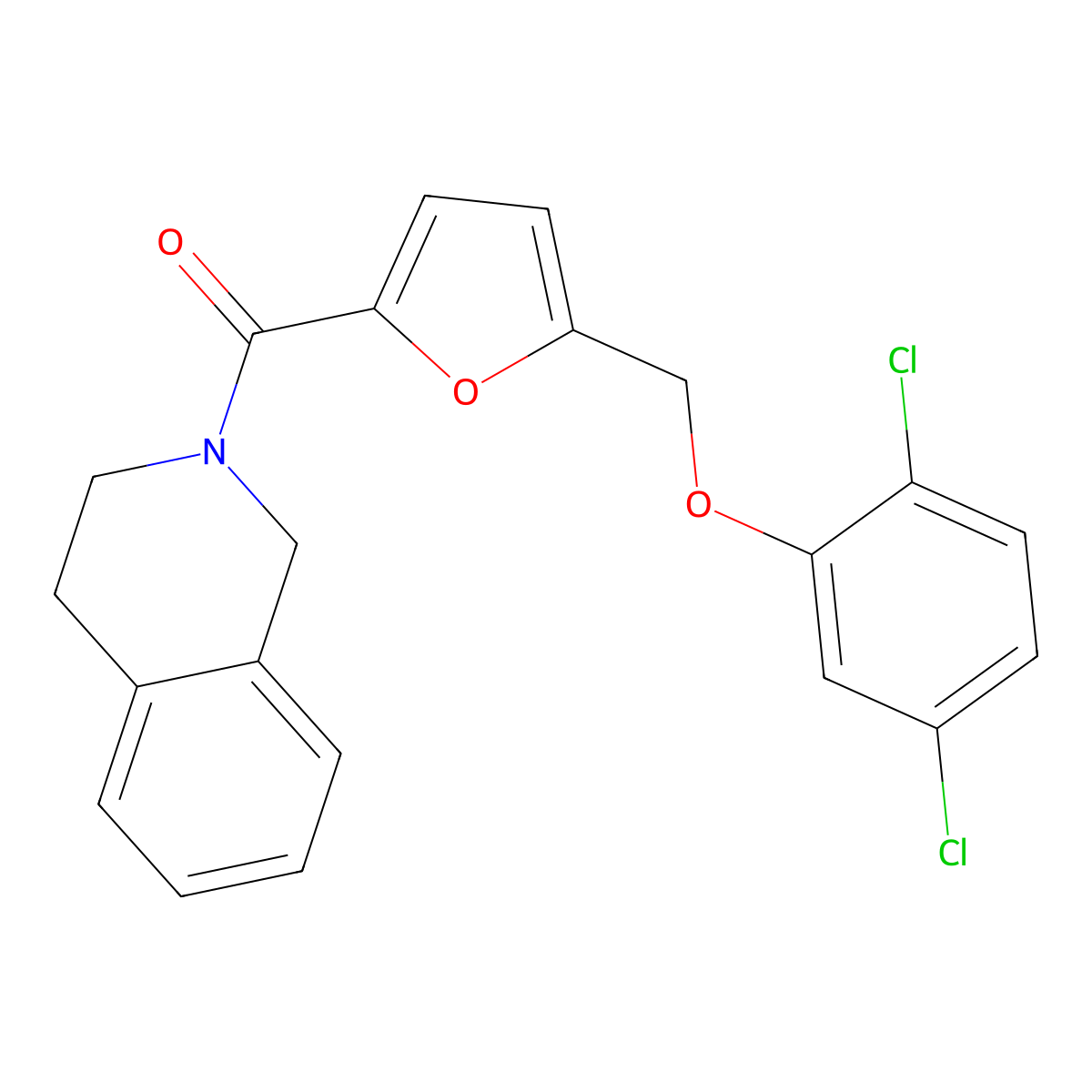 [5-[(2,5-Dichlorophenoxy)methyl]-2-furanyl](3,4-dihydro-2(1H)-isoquinolinyl)methanone molecular structure, CAS 438473-12-2