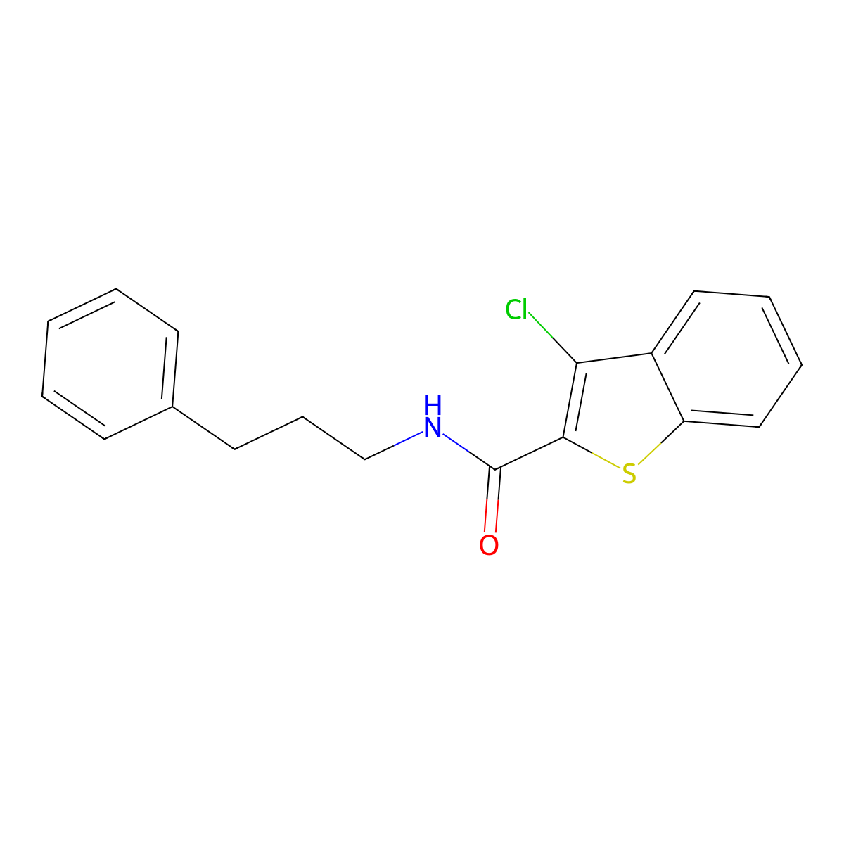 3-chloro-N-(3-phenylpropyl)-1-benzothiophene-2-carboxamide molecular structure, CAS 438473-19-9