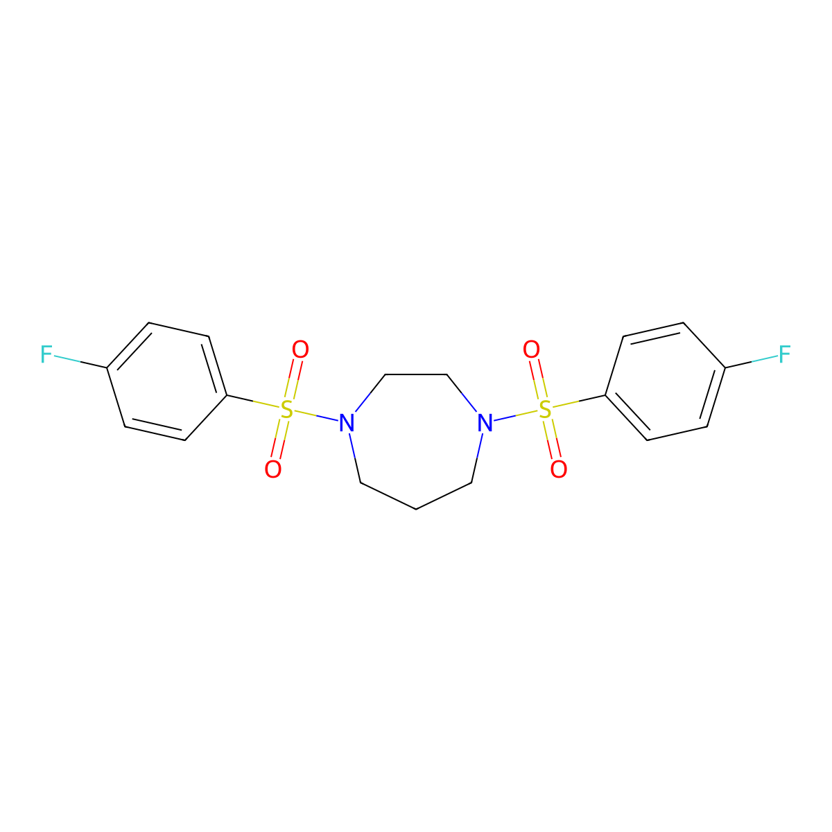 1,4-Bis[(4-fluorophenyl)sulfonyl]-1,4-diazepane molecular structure, CAS 438473-28-0