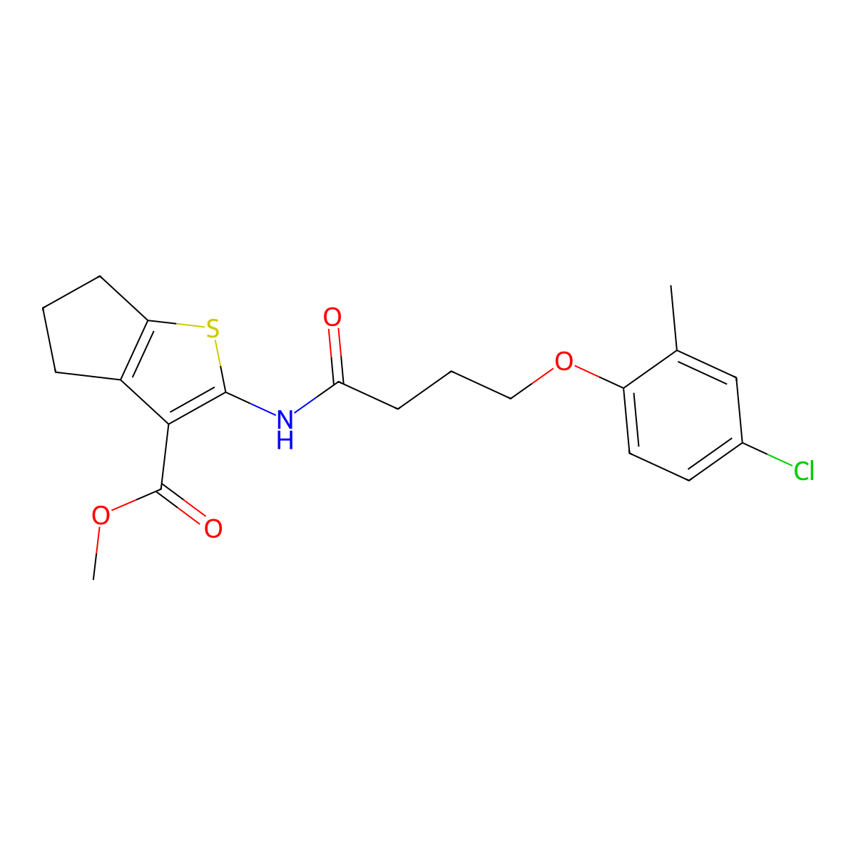 methyl 2-[4-(4-chloro-2-methylphenoxy)butanamido]-4H,5H,6H-cyclopenta[b]thiophene-3-carboxylate molecular structure, CAS 438473-49-5