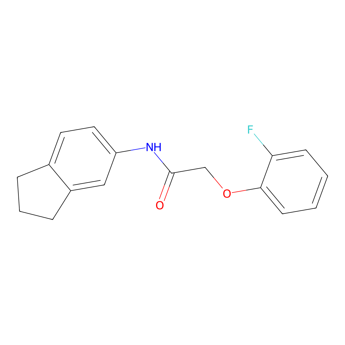 N-(2,3-dihydro-1H-inden-5-yl)-2-(2-fluorophenoxy)acetamide molecular structure, CAS 438473-52-0