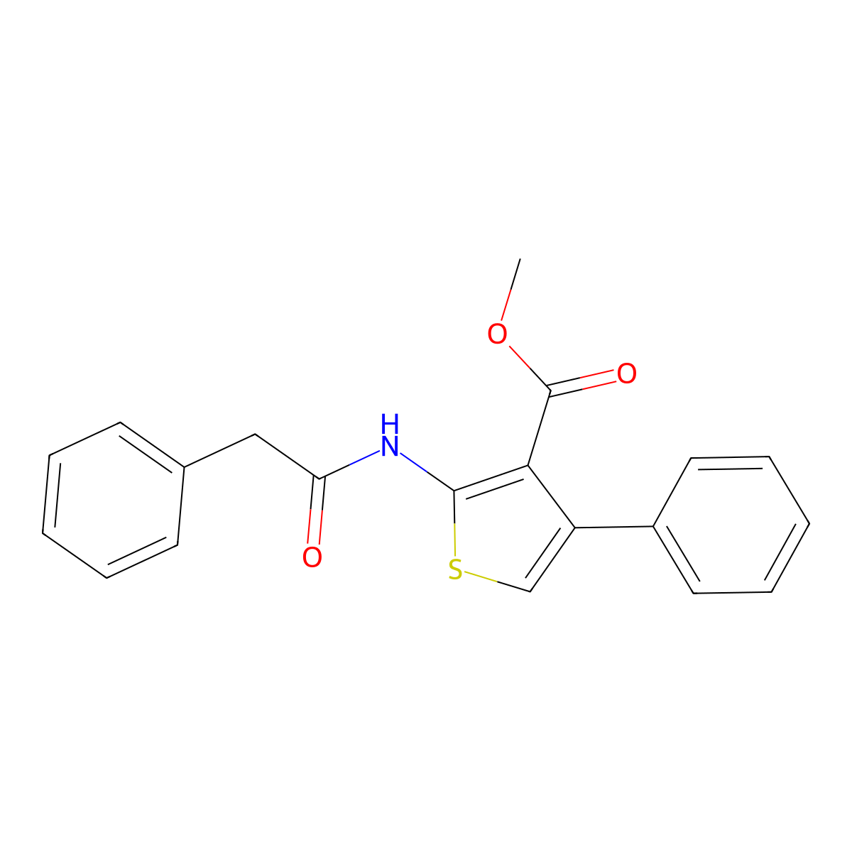 Methyl 4-phenyl-2-[(phenylacetyl)amino]-3-thiophenecarboxylate molecular structure, CAS 438473-60-0