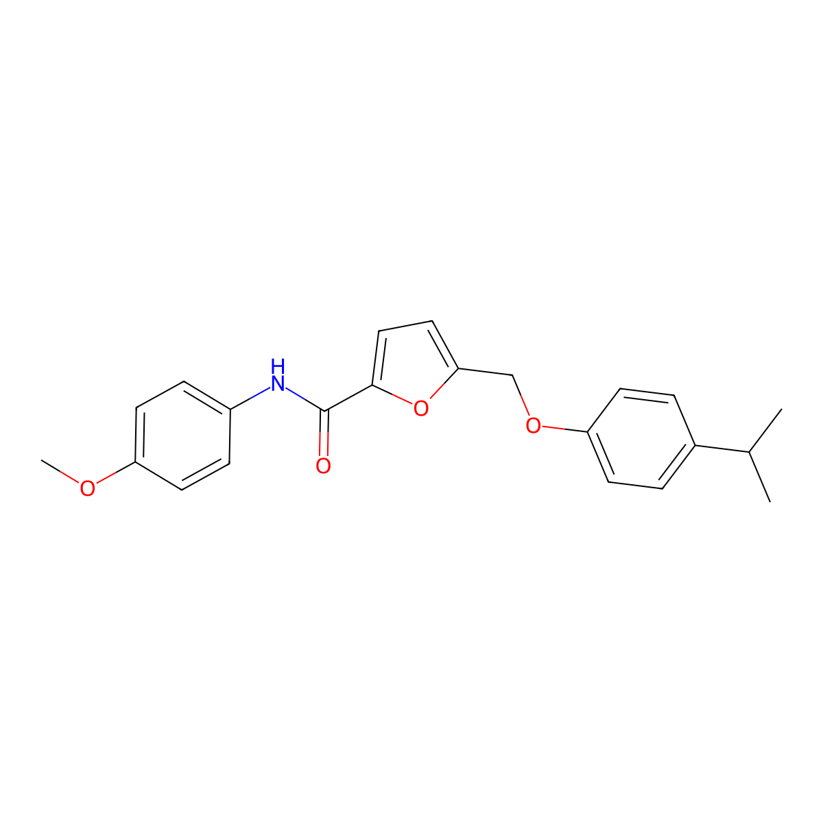 N-(4-Methoxyphenyl)-5-[[4-(1-methylethyl)phenoxy]methyl]-2-furancarboxamide molecular structure, CAS 438473-64-4