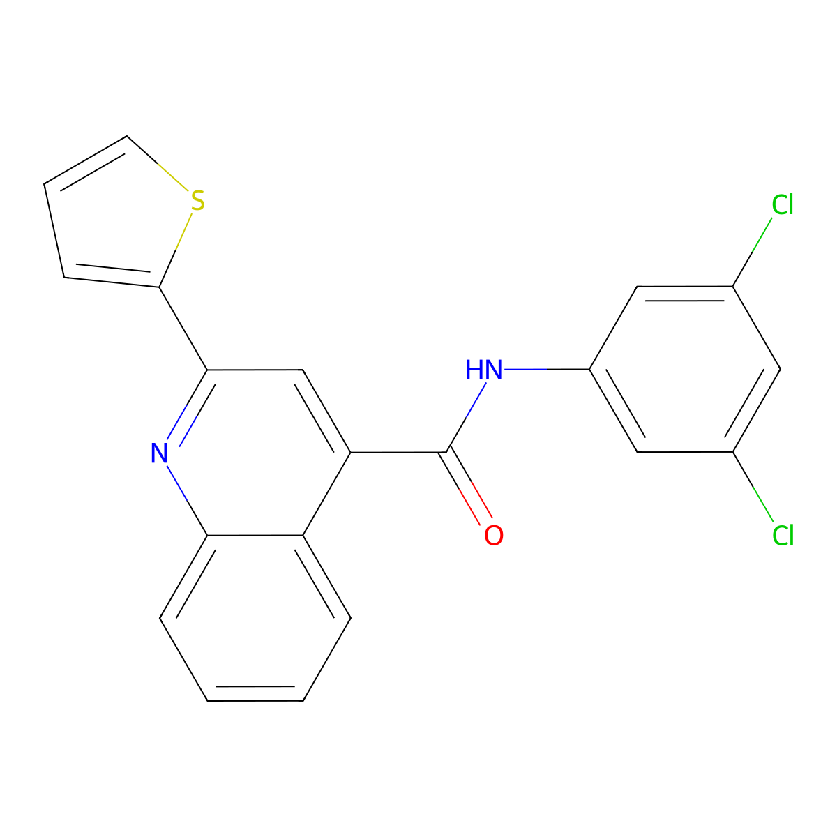 N-(3,5-dichlorophenyl)-2-(2-thienyl)-4-quinolinecarboxamide molecular structure, CAS 438474-07-8