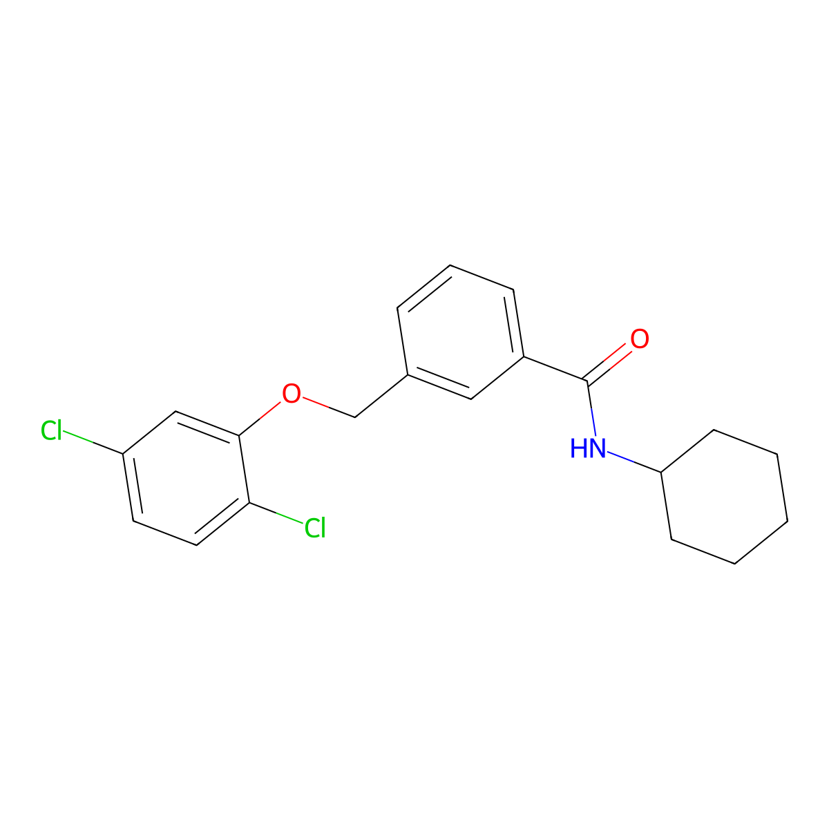 N-cyclohexyl-3-[(2,5-dichlorophenoxy)methyl]benzamide molecular structure, CAS 438474-35-2