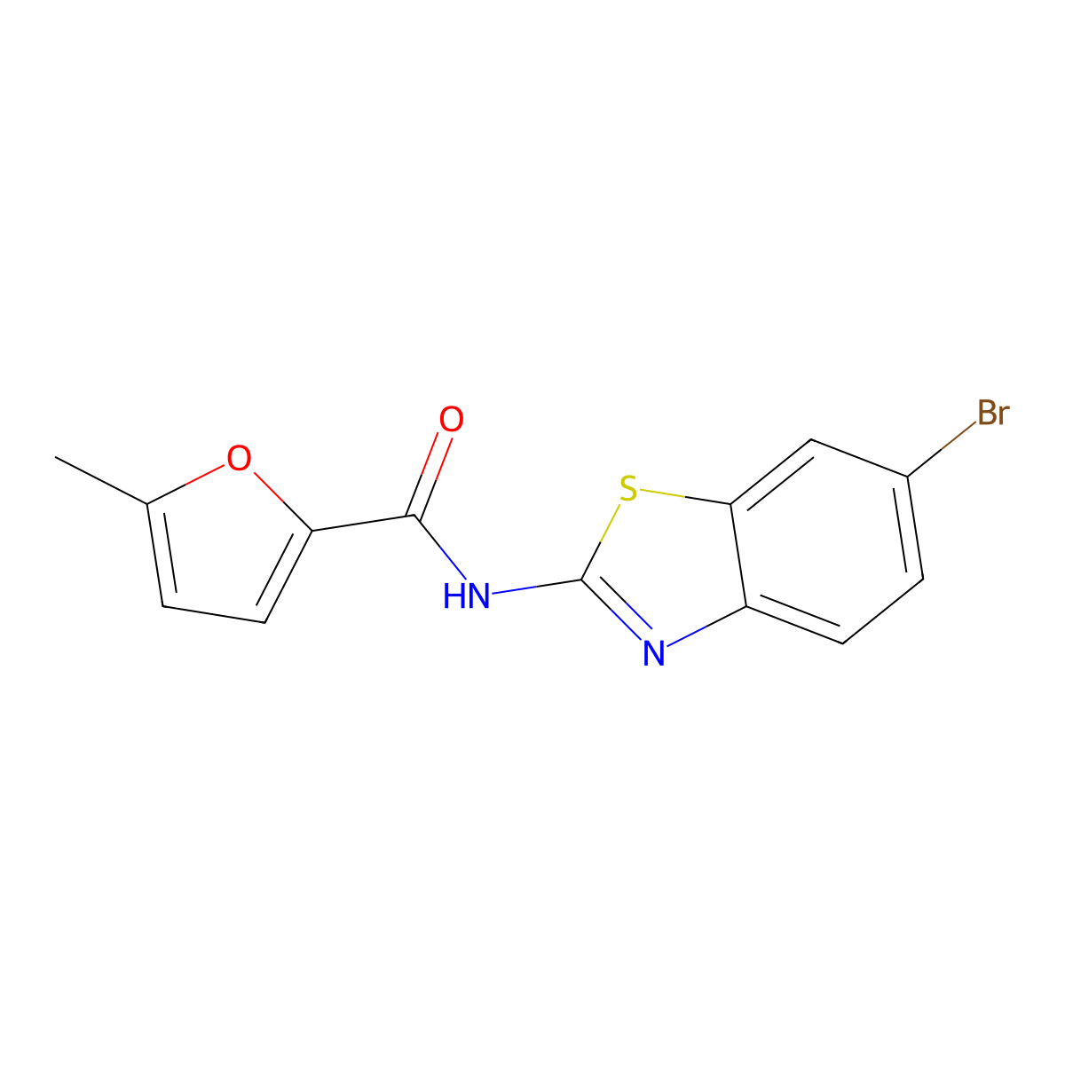 N-(6-bromo-1,3-benzothiazol-2-yl)-5-methylfuran-2-carboxamide molecular structure, CAS 438474-53-4