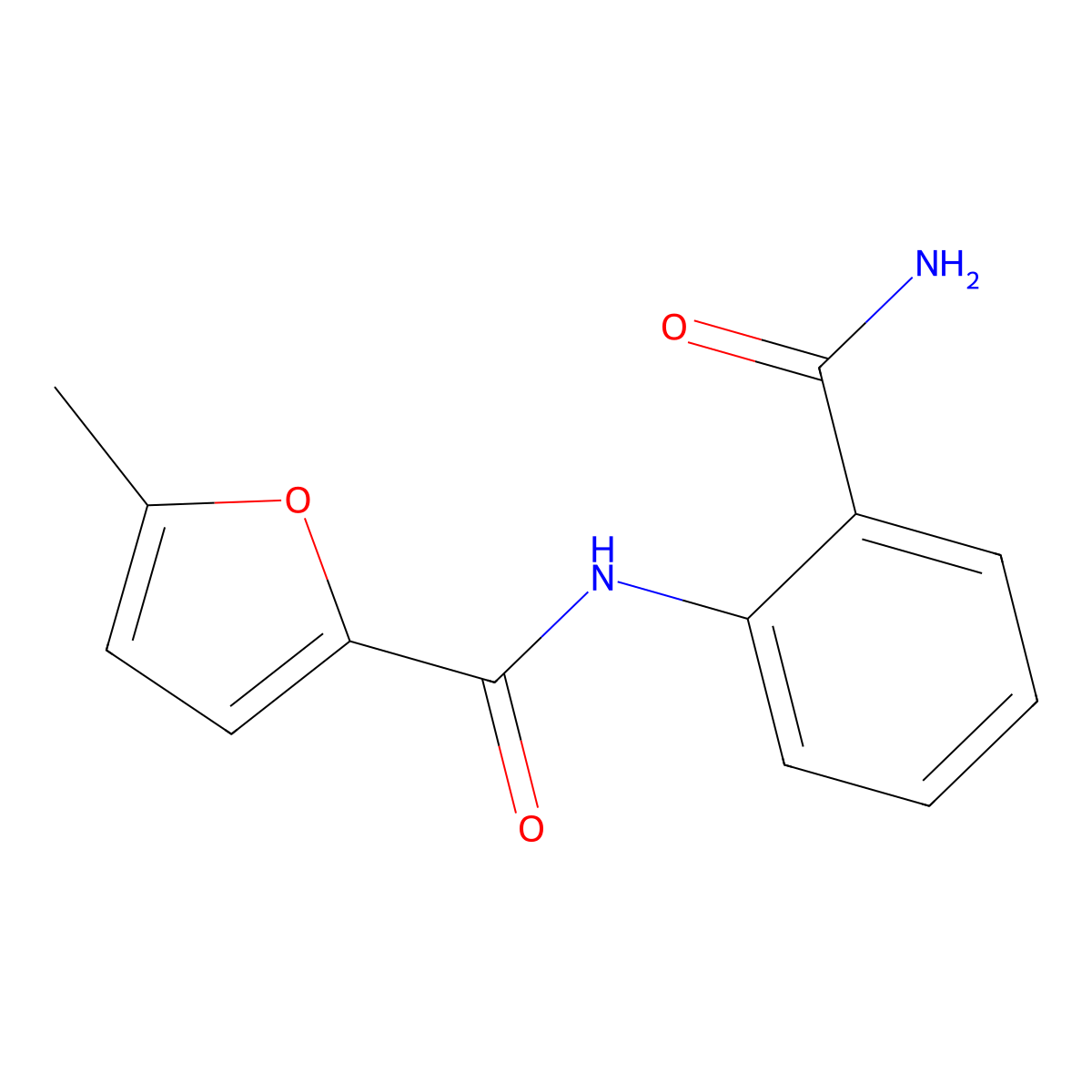 N-(2-carbamoylphenyl)-5-methylfuran-2-carboxamide molecular structure, CAS 438474-63-6