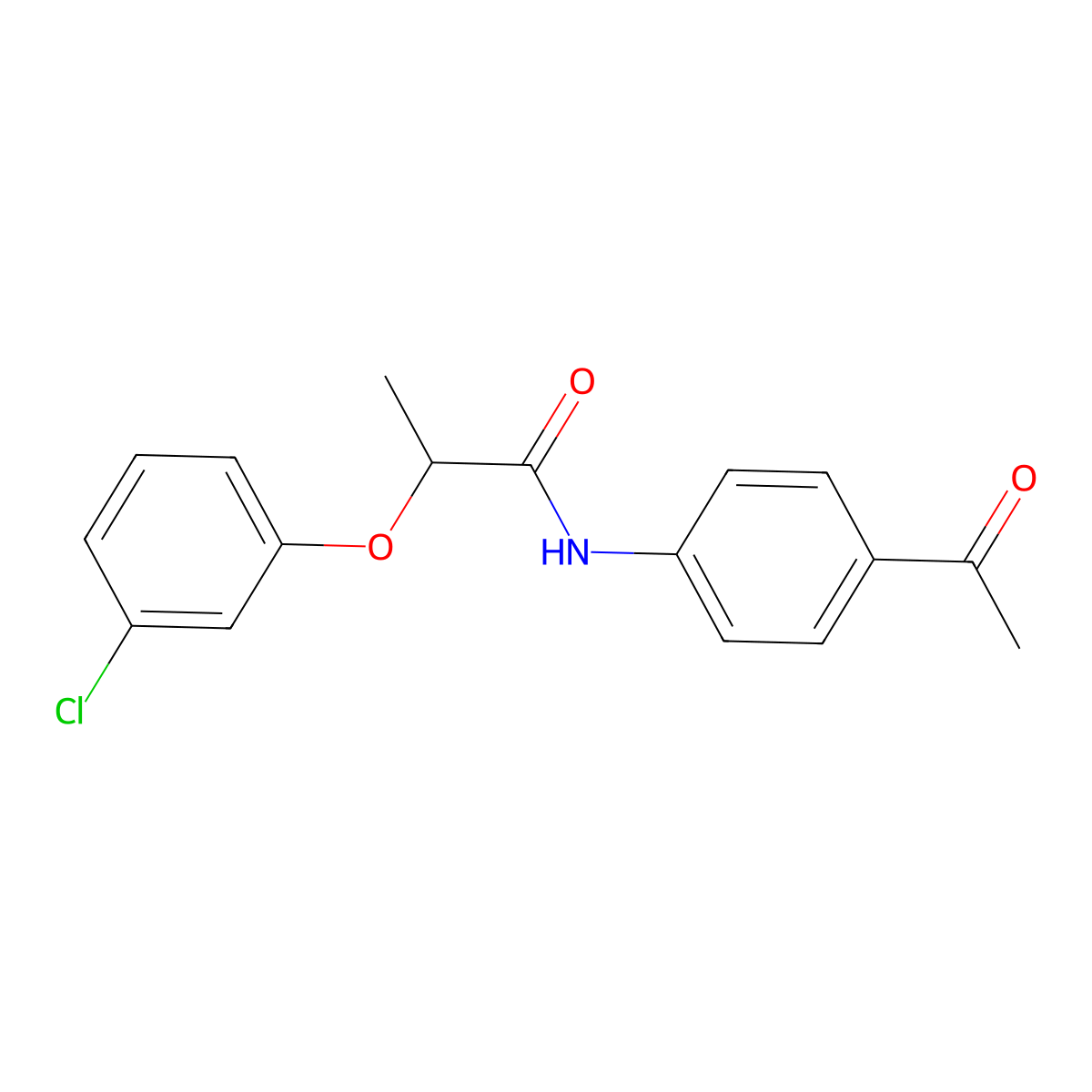 N-(4-acetylphenyl)-2-(3-chlorophenoxy)propanamide molecular structure, CAS 438474-75-0