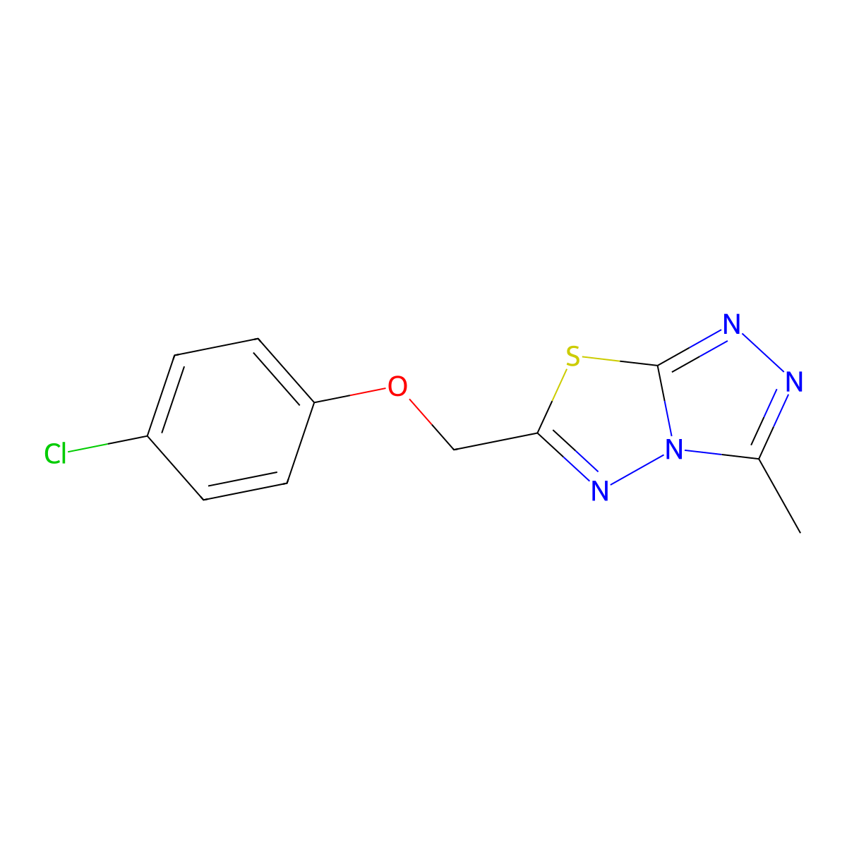6-[(4-Chlorophenoxy)methyl]-3-methyl[1,2,4]triazolo[3,4-b][1,3,4]thiadiazole molecular structure, CAS 438474-83-0