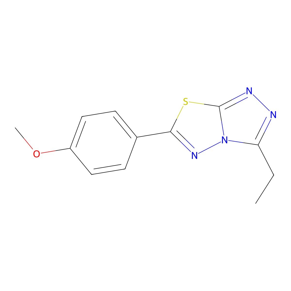3-Ethyl-6-(4-methoxyphenyl)[1,2,4]triazolo[3,4-b][1,3,4]thiadiazole molecular structure, CAS 438474-85-2