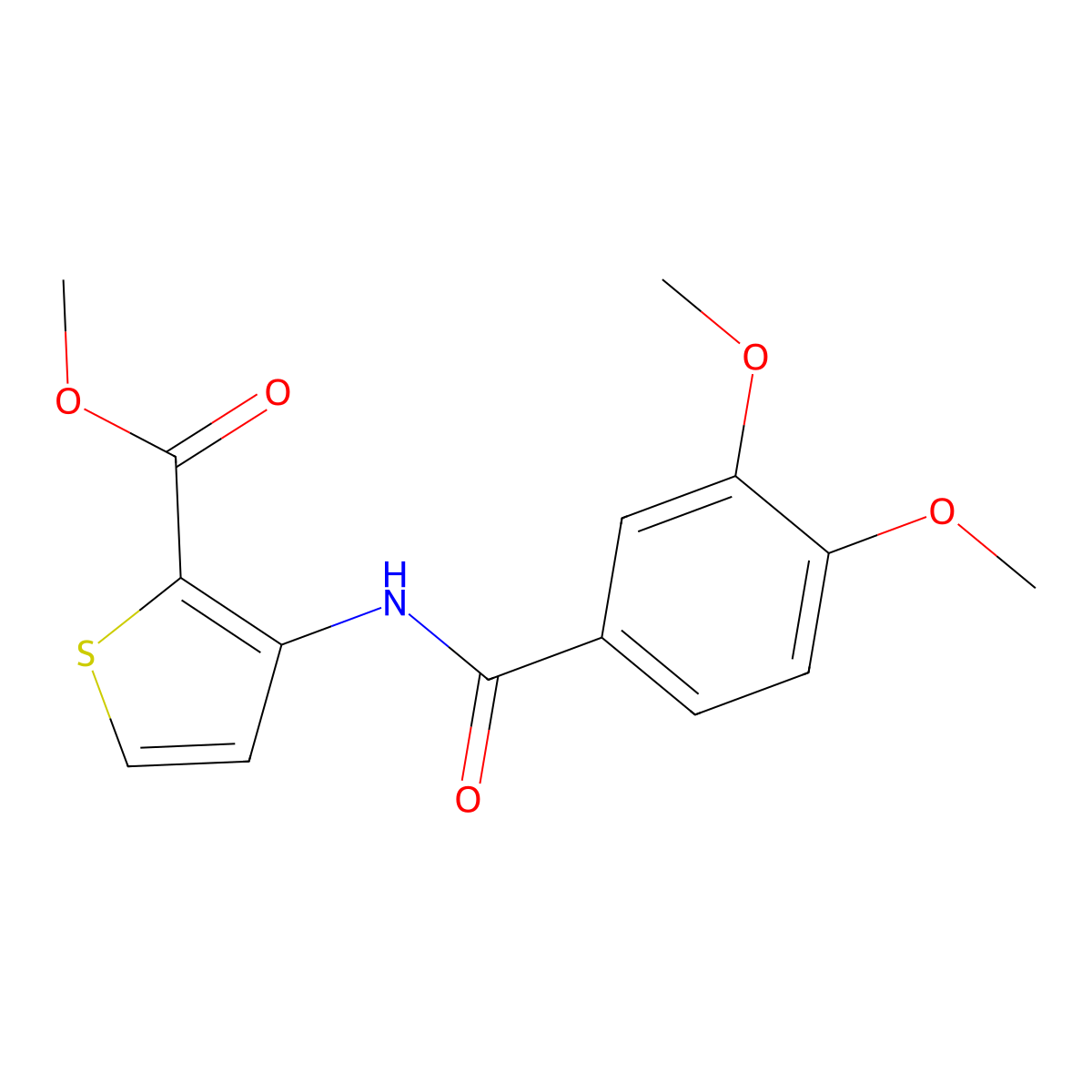 Methyl 3-[(3,4-dimethoxybenzoyl)amino]-2-thiophenecarboxylate molecular structure, CAS 438475-20-8