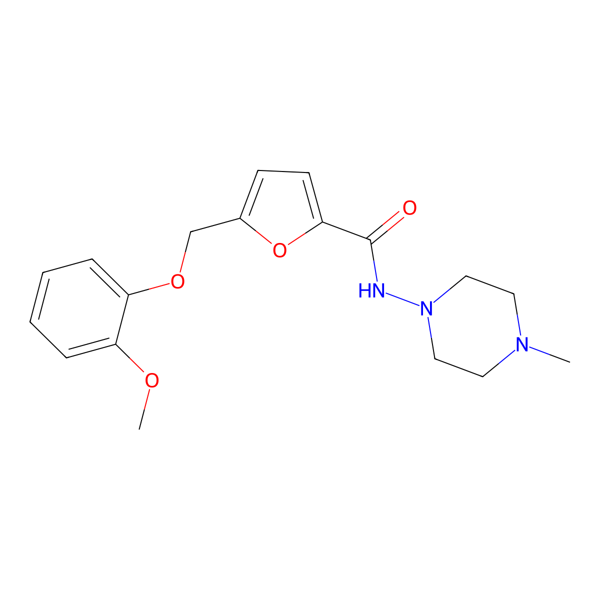 5-[(2-methoxyphenoxy)methyl]-N-(4-methylpiperazin-1-yl)furan-2-carboxamide molecular structure, CAS 438475-23-1