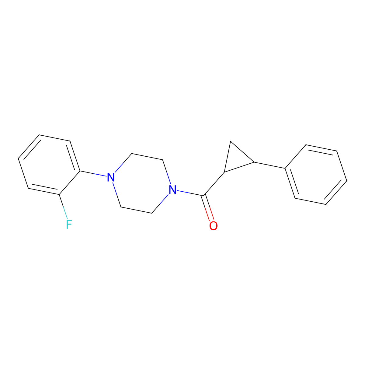 [4-(2-Fluorophenyl)piperazin-1-yl](2-phenylcyclopropyl)methanone molecular structure, CAS 438475-24-2