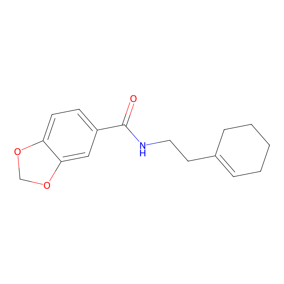 N-[2-(cyclohexen-1-yl)ethyl]-1,3-benzodioxole-5-carboxamide molecular structure, CAS 438475-40-2