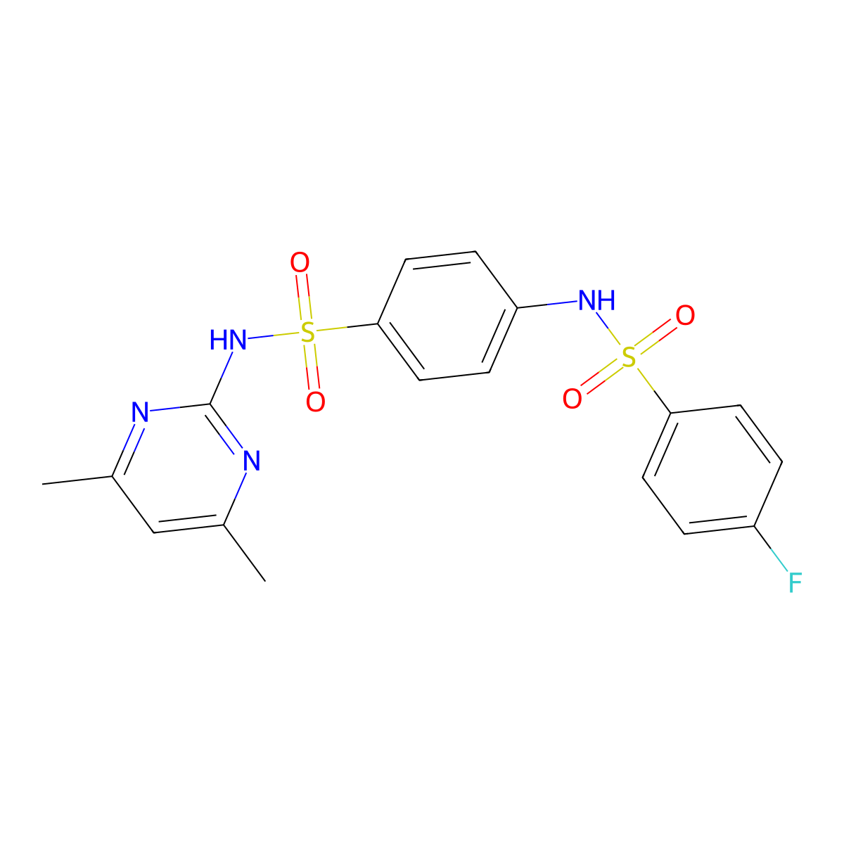 N-{4-[(4,6-dimethylpyrimidin-2-yl)sulfamoyl]phenyl}-4-fluorobenzenesulfonamide molecular structure, CAS 438475-50-4