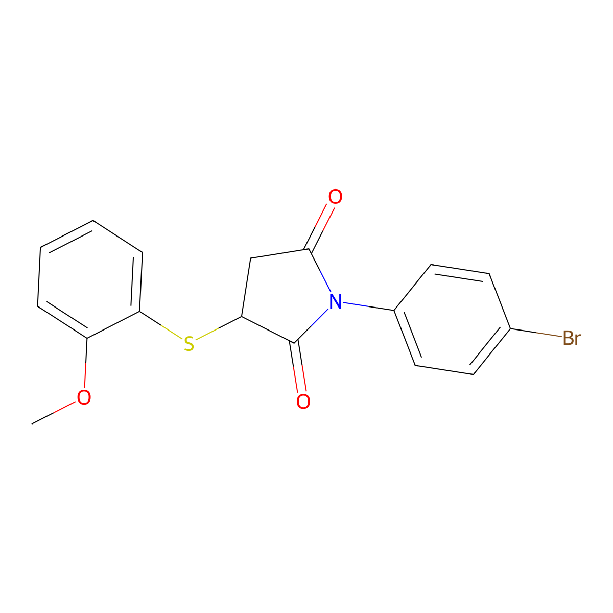 1-(4-Bromophenyl)-3-(2-methoxyphenyl)sulfanylpyrrolidine-2,5-dione molecular structure, CAS 438475-53-7