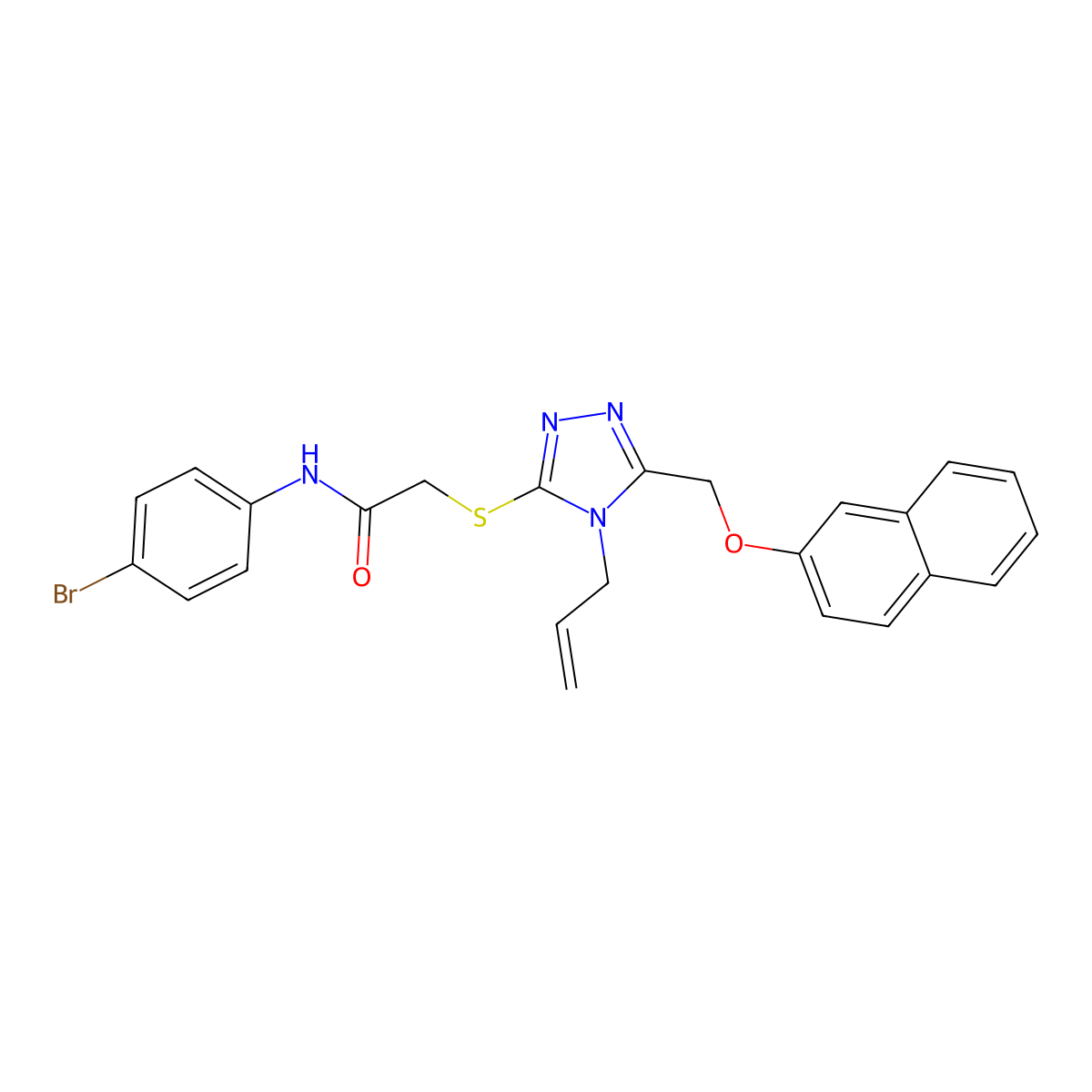 2-({4-allyl-5-[(2-naphthyloxy)methyl]-4H-1,2,4-triazol-3-yl}sulfanyl)-N-(4-bromophenyl)acetamide molecular structure, CAS 438475-67-3