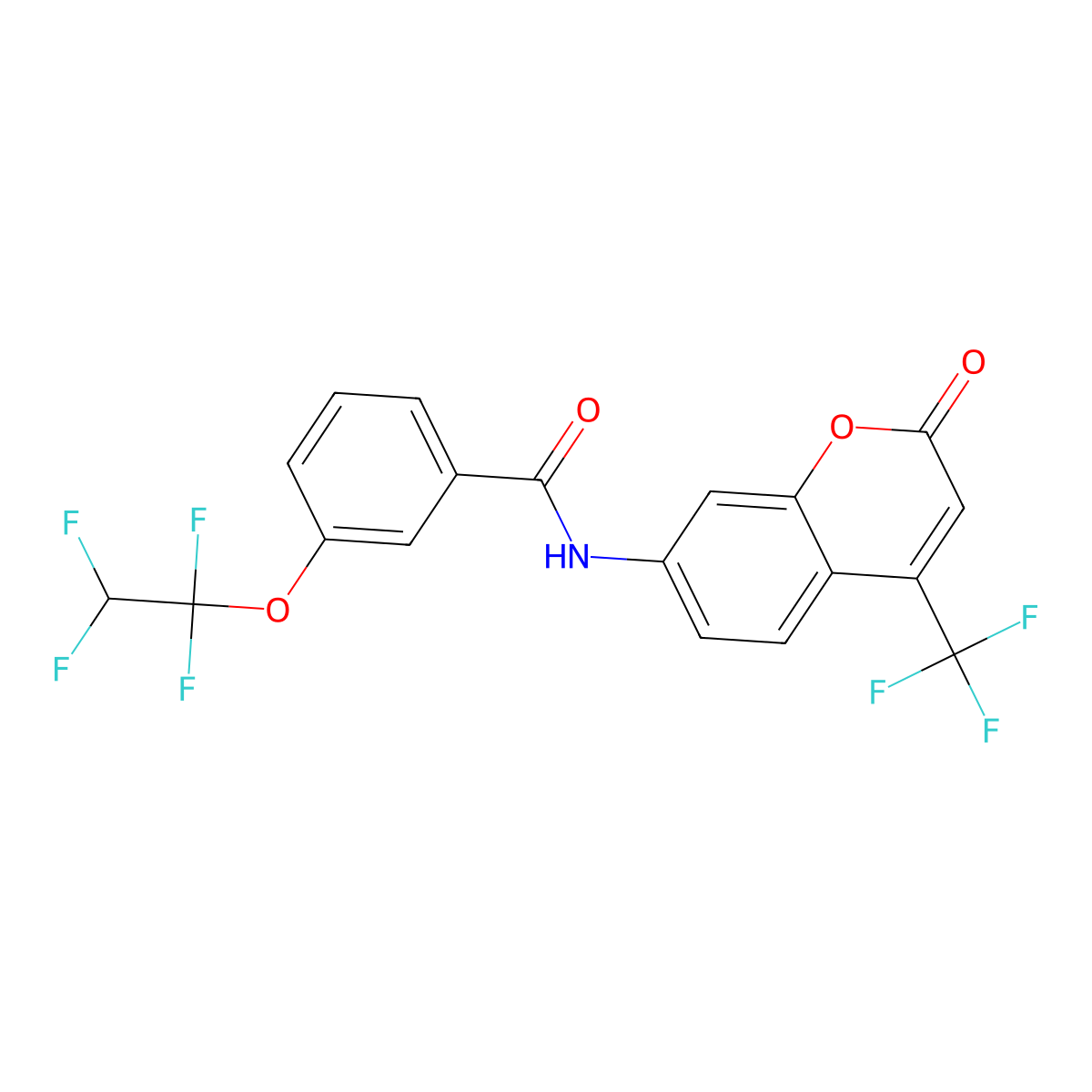 N-[2-oxo-4-(trifluoromethyl)-2H-chromen-7-yl]-3-(1,1,2,2-tetrafluoroethoxy)benzamide molecular structure, CAS 438475-75-3