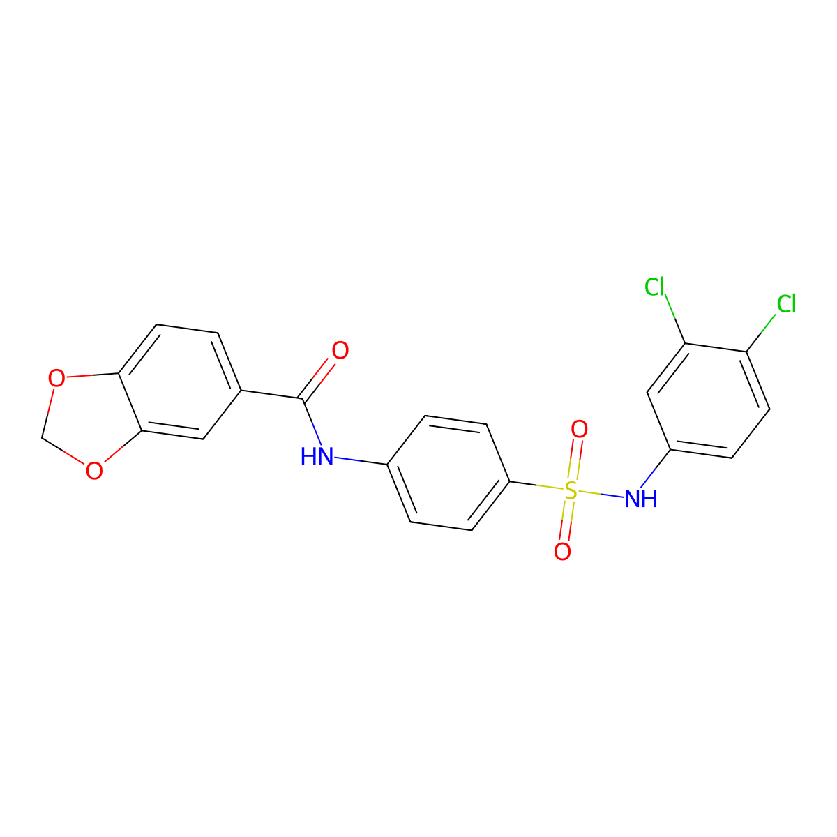 N-{4-[(3,4-dichloroanilino)sulfonyl]phenyl}-1,3-benzodioxole-5-carboxamide molecular structure, CAS 438476-05-2