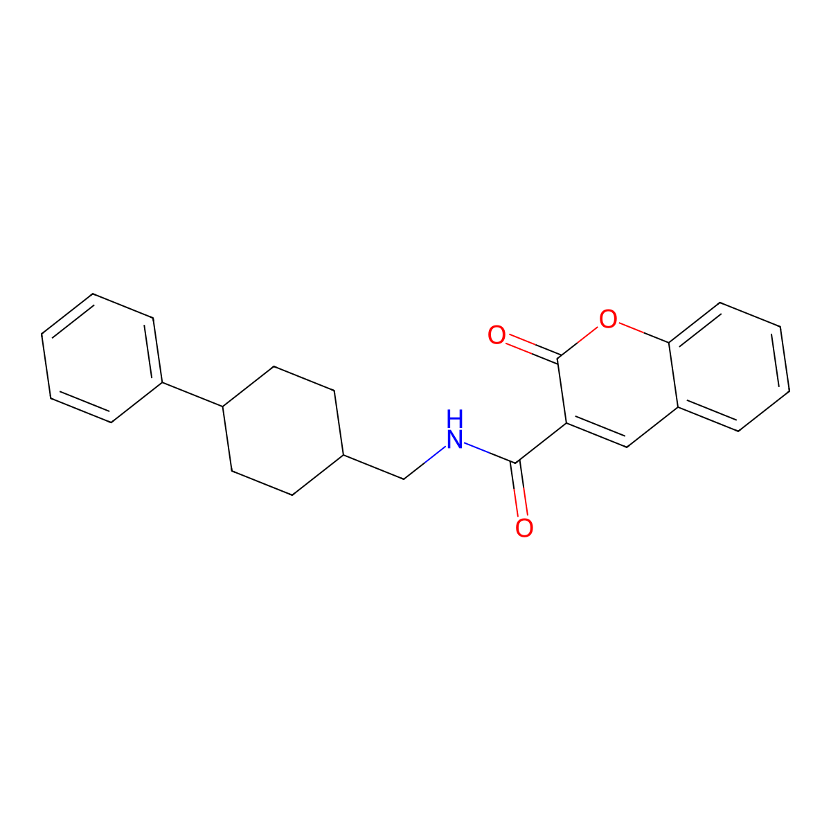 2-oxo-N-[(4-phenylcyclohexyl)methyl]chromene-3-carboxamide molecular structure, CAS 438476-10-9