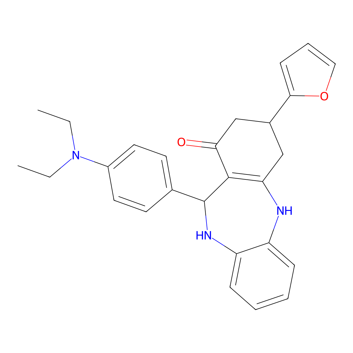 6-[4-(Diethylamino)phenyl]-9-(furan-2-yl)-5,6,8,9,10,11-hexahydrobenzo[b][1,4]benzodiazepin-7-one molecular structure, CAS 438476-35-8