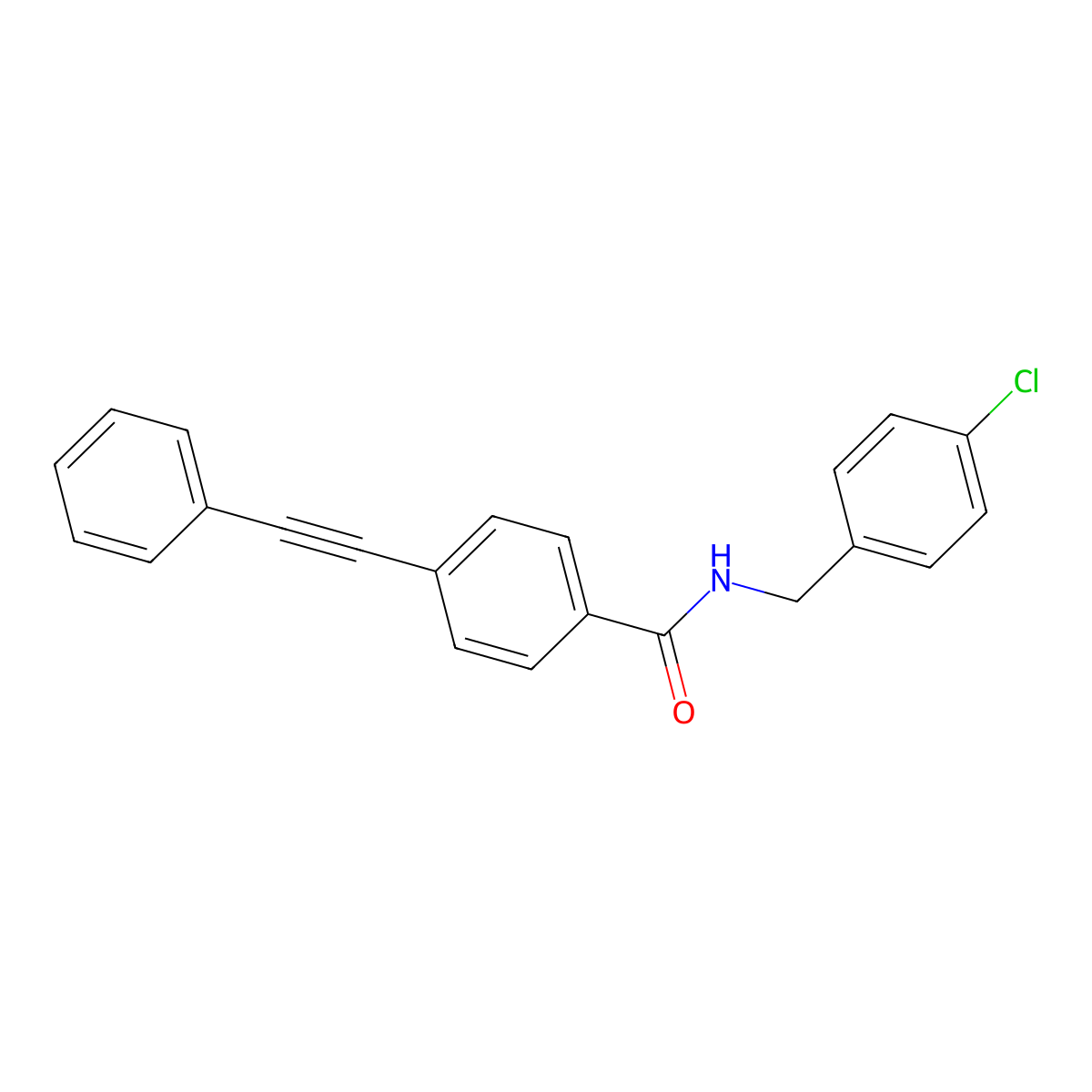 N-(4-chlorobenzyl)-4-(phenylethynyl)benzamide molecular structure, CAS 438477-08-8