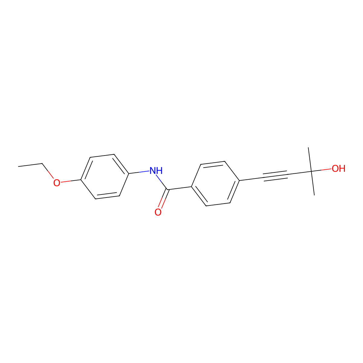 N-(4-ethoxyphenyl)-4-(3-hydroxy-3-methylbut-1-ynyl)benzamide molecular structure, CAS 438477-26-0