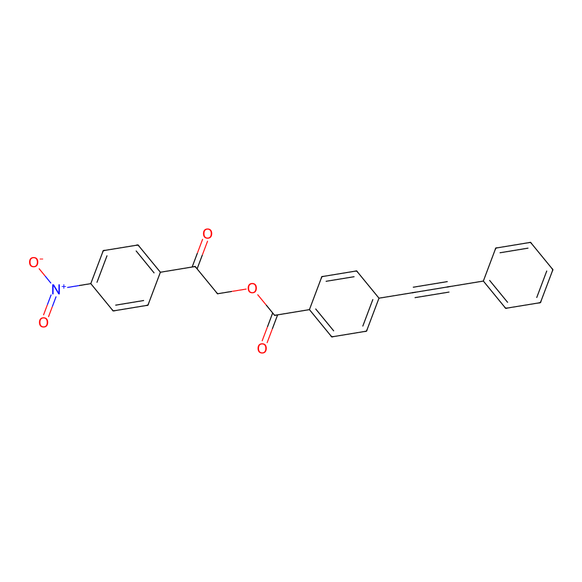 2-(4-Nitrophenyl)-2-oxoethyl 4-(phenylethynyl)benzoate molecular structure, CAS 438477-29-3