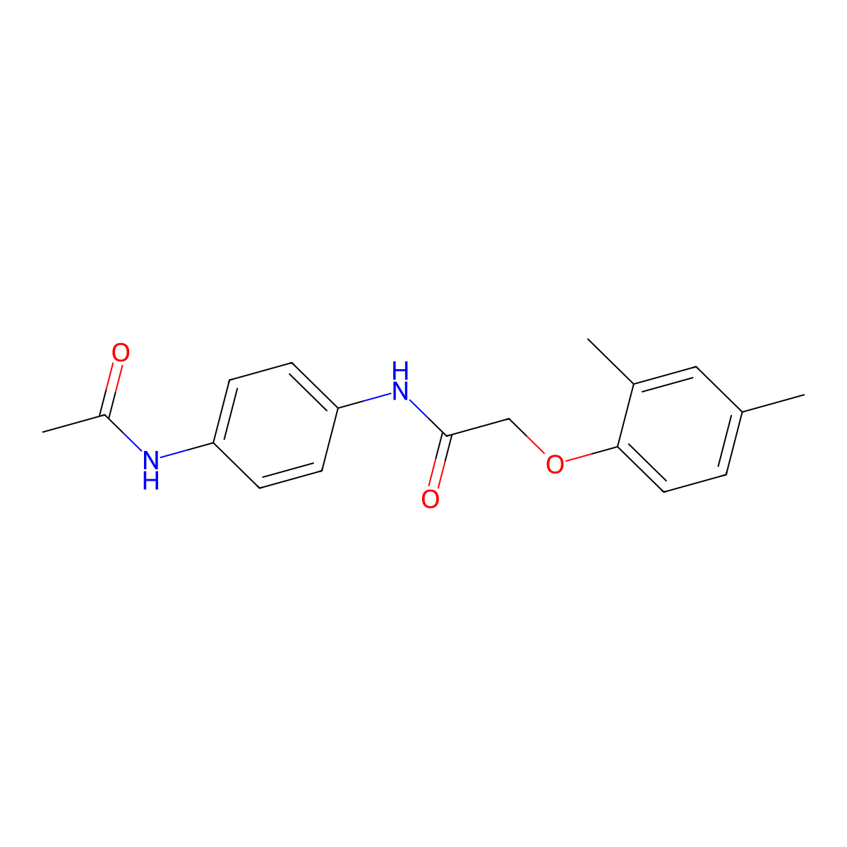 N-[4-(acetylamino)phenyl]-2-(2,4-dimethylphenoxy)acetamide molecular structure, CAS 438477-49-7