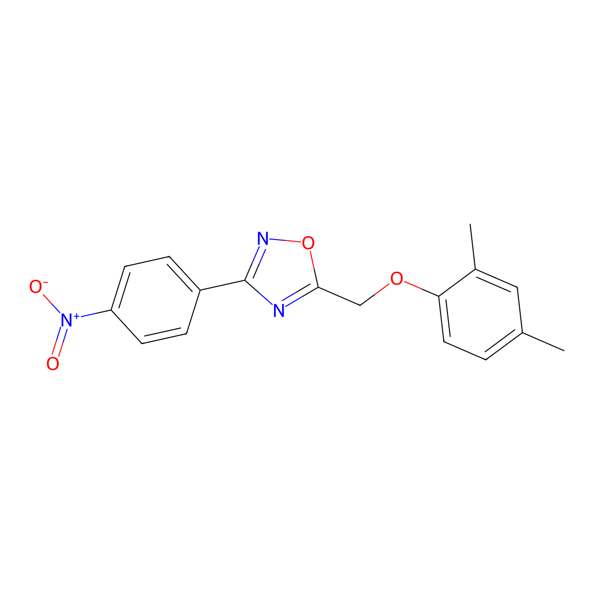 5-[(2,4-Dimethylphenoxy)methyl]-3-(4-nitrophenyl)-1,2,4-oxadiazole molecular structure, CAS 438477-62-4