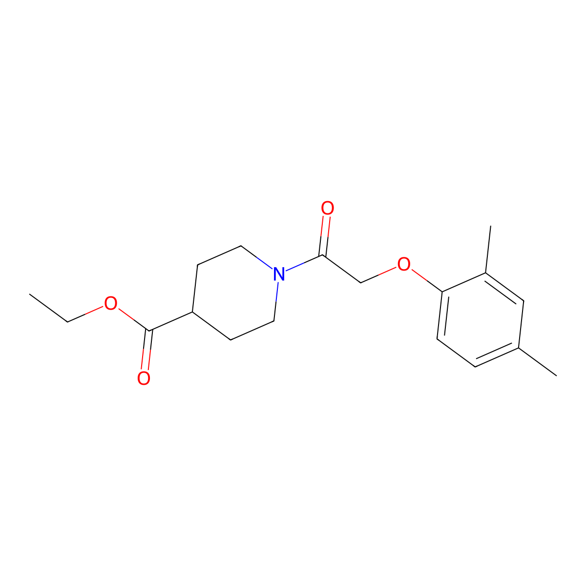 Ethyl 1-[(2,4-dimethylphenoxy)acetyl]piperidine-4-carboxylate molecular structure, CAS 438477-72-6