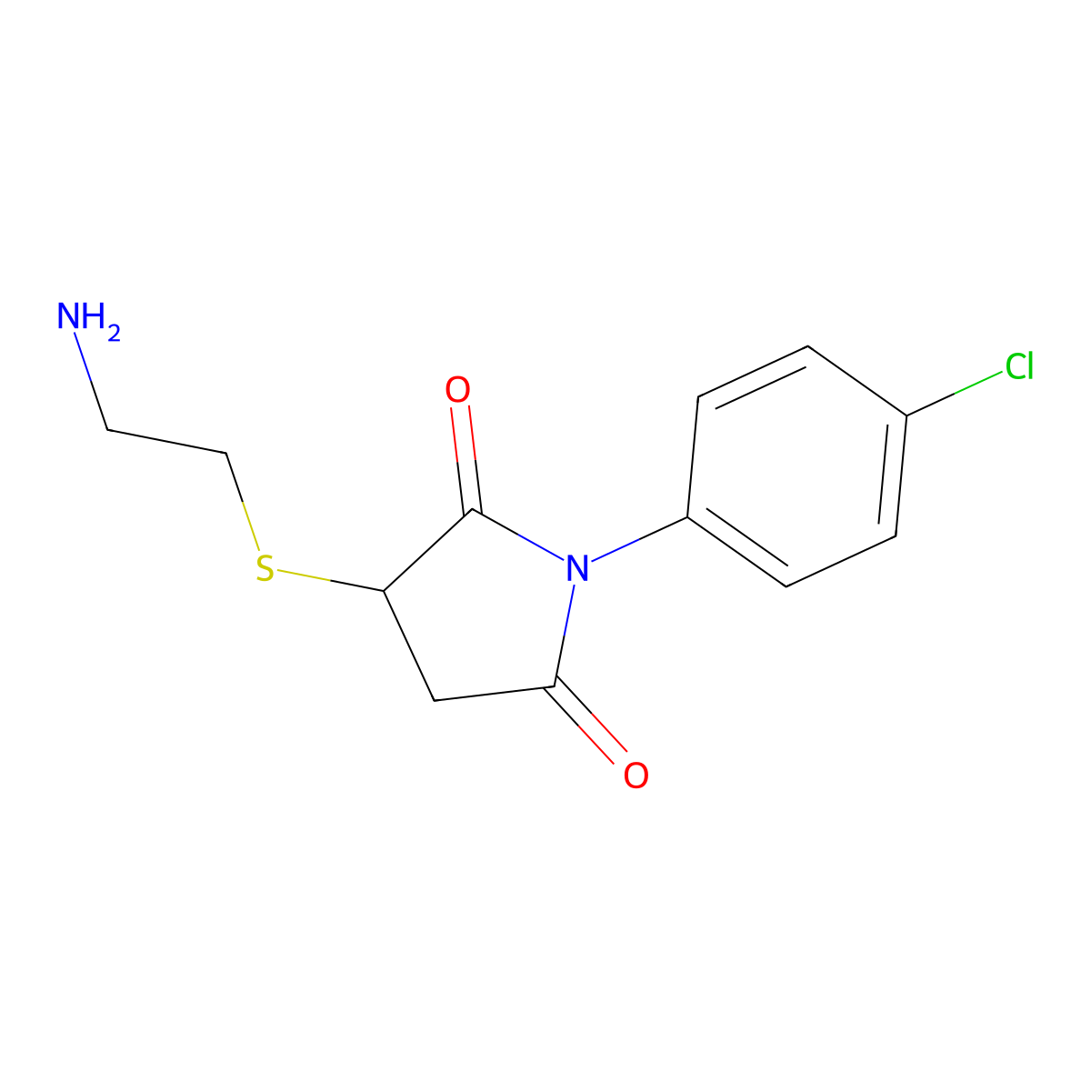 3-(2-Amino-ethylsulfanyl)-1-(4-chloro-phenyl)-pyrrolidine-2,5-dione molecular structure, CAS 438477-73-7