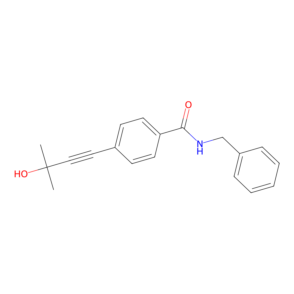 N-benzyl-4-(3-hydroxy-3-methylbut-1-yn-1-yl)benzamide molecular structure, CAS 438477-74-8