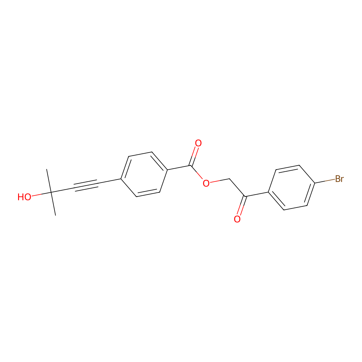 2-(4-Bromophenyl)-2-oxoethyl 4-(3-hydroxy-3-methylbut-1-yn-1-yl)benzoate molecular structure, CAS 438477-95-3