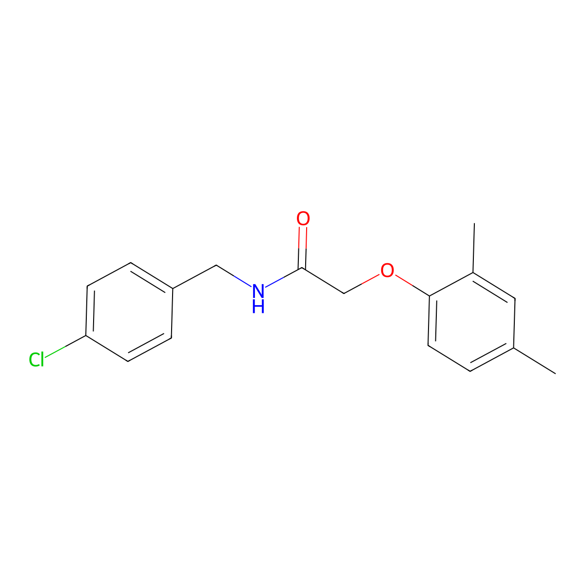 N-(4-chlorobenzyl)-2-(2,4-dimethylphenoxy)acetamide molecular structure, CAS 438477-99-7