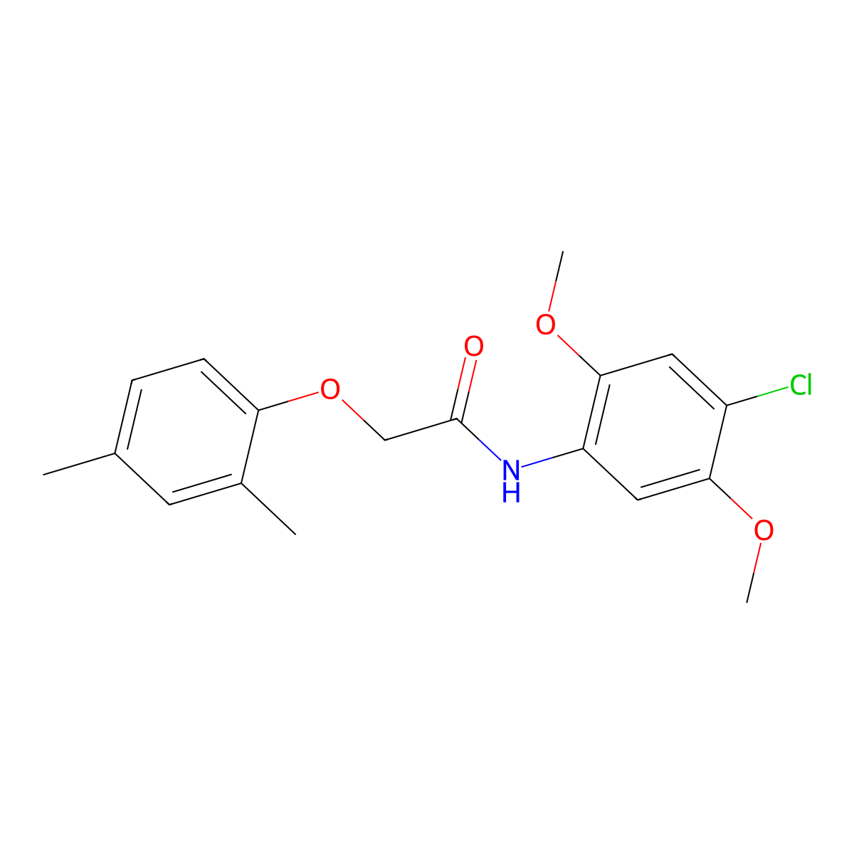 N-(4-chloro-2,5-dimethoxyphenyl)-2-(2,4-dimethylphenoxy)acetamide molecular structure, CAS 438478-00-3