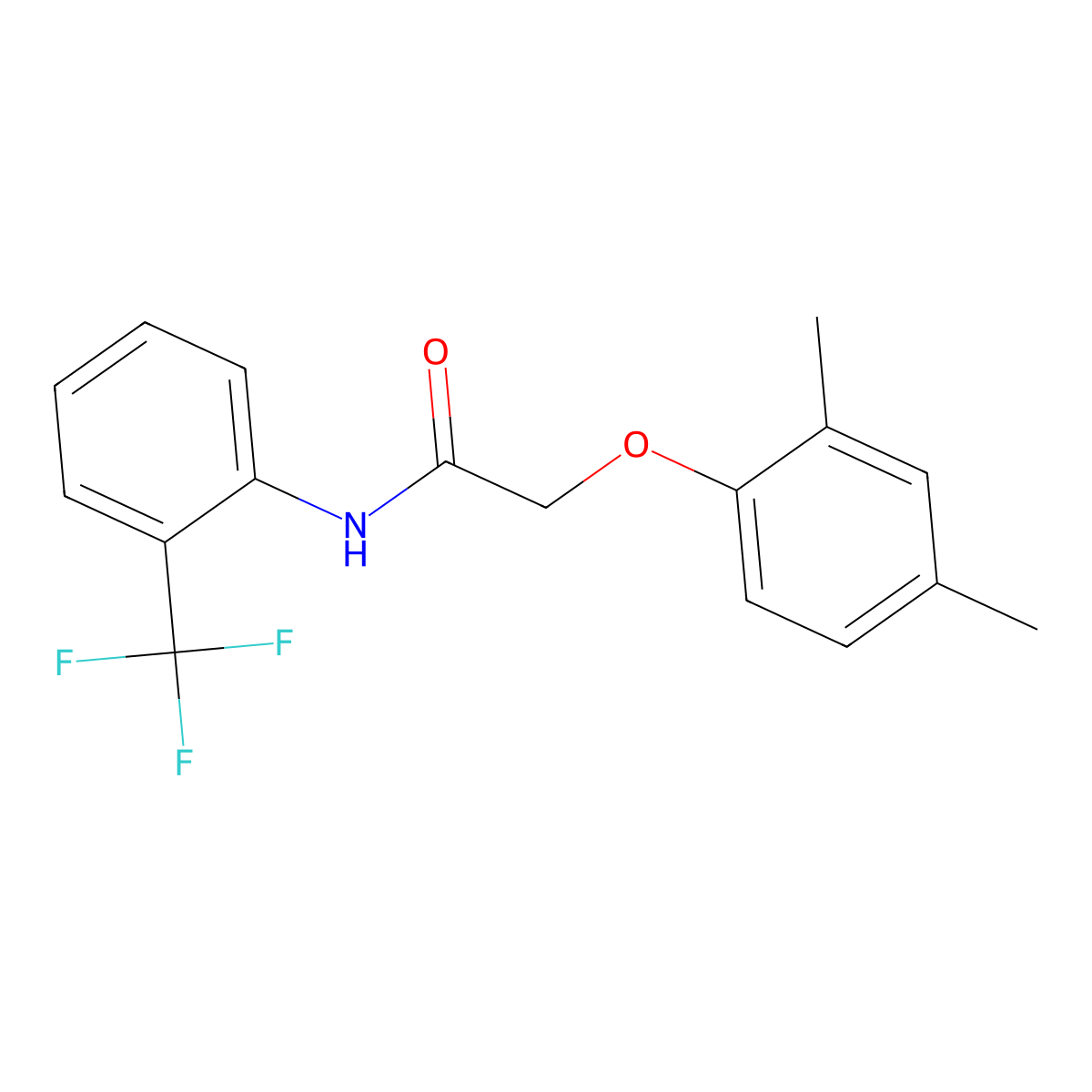 2-(2,4-dimethylphenoxy)-N-[2-(trifluoromethyl)phenyl]acetamide molecular structure, CAS 438478-19-4