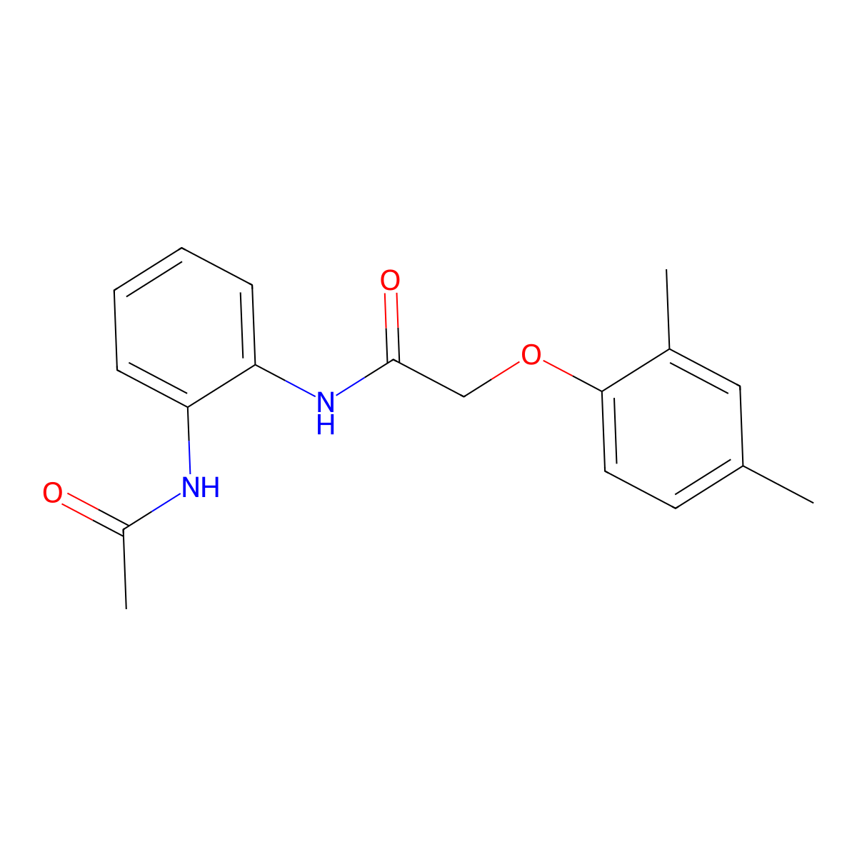 N-[2-(acetylamino)phenyl]-2-(2,4-dimethylphenoxy)acetamide molecular structure, CAS 438478-25-2