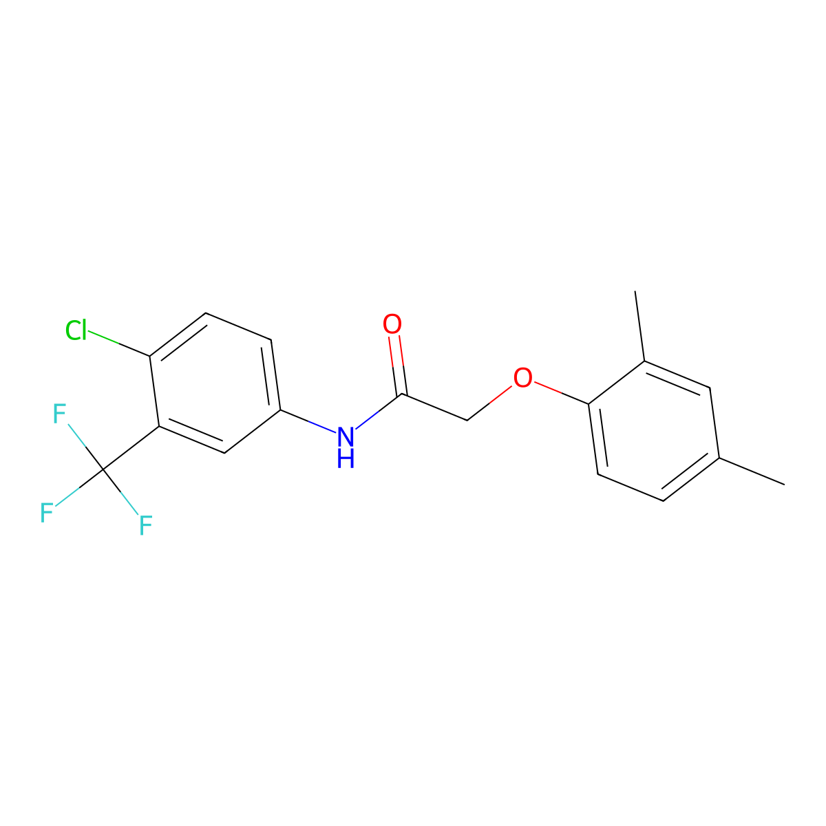 N-[4-chloro-3-(trifluoromethyl)phenyl]-2-(2,4-dimethylphenoxy)acetamide molecular structure, CAS 438478-29-6