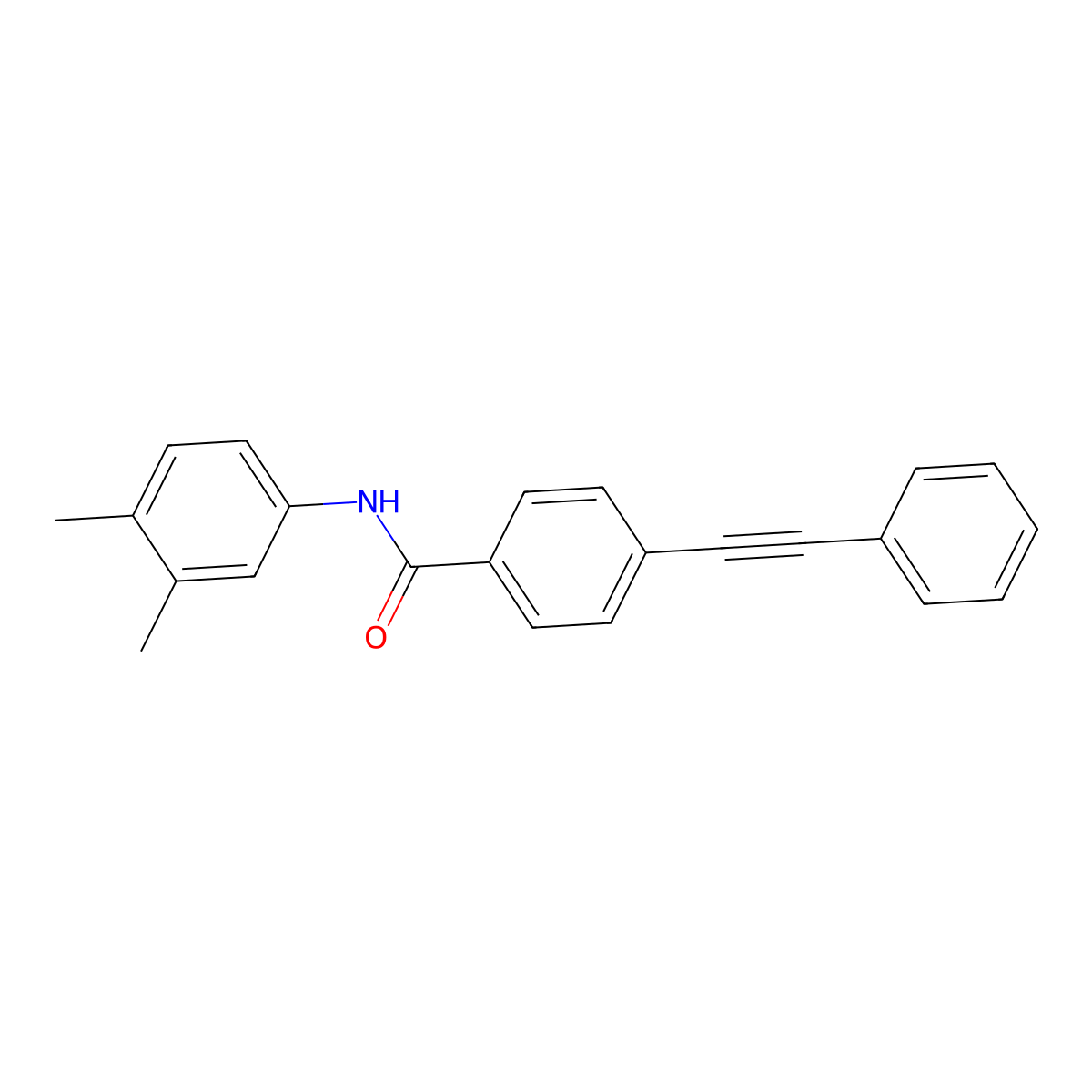 N-(3,4-dimethylphenyl)-4-(phenylethynyl)benzamide molecular structure, CAS 438478-67-2