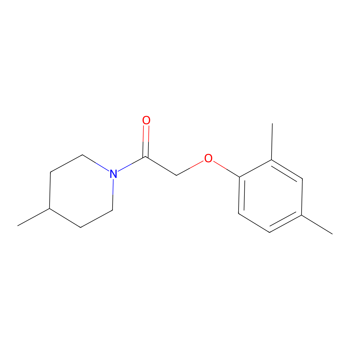 2-(2,4-Dimethylphenoxy)-1-(4-methylpiperidin-1-yl)ethanone molecular structure, CAS 438478-71-8