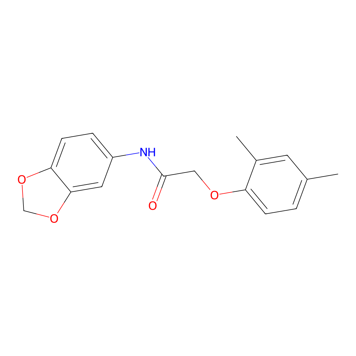 N-(1,3-benzodioxol-5-yl)-2-(2,4-dimethylphenoxy)acetamide molecular structure, CAS 438478-79-6