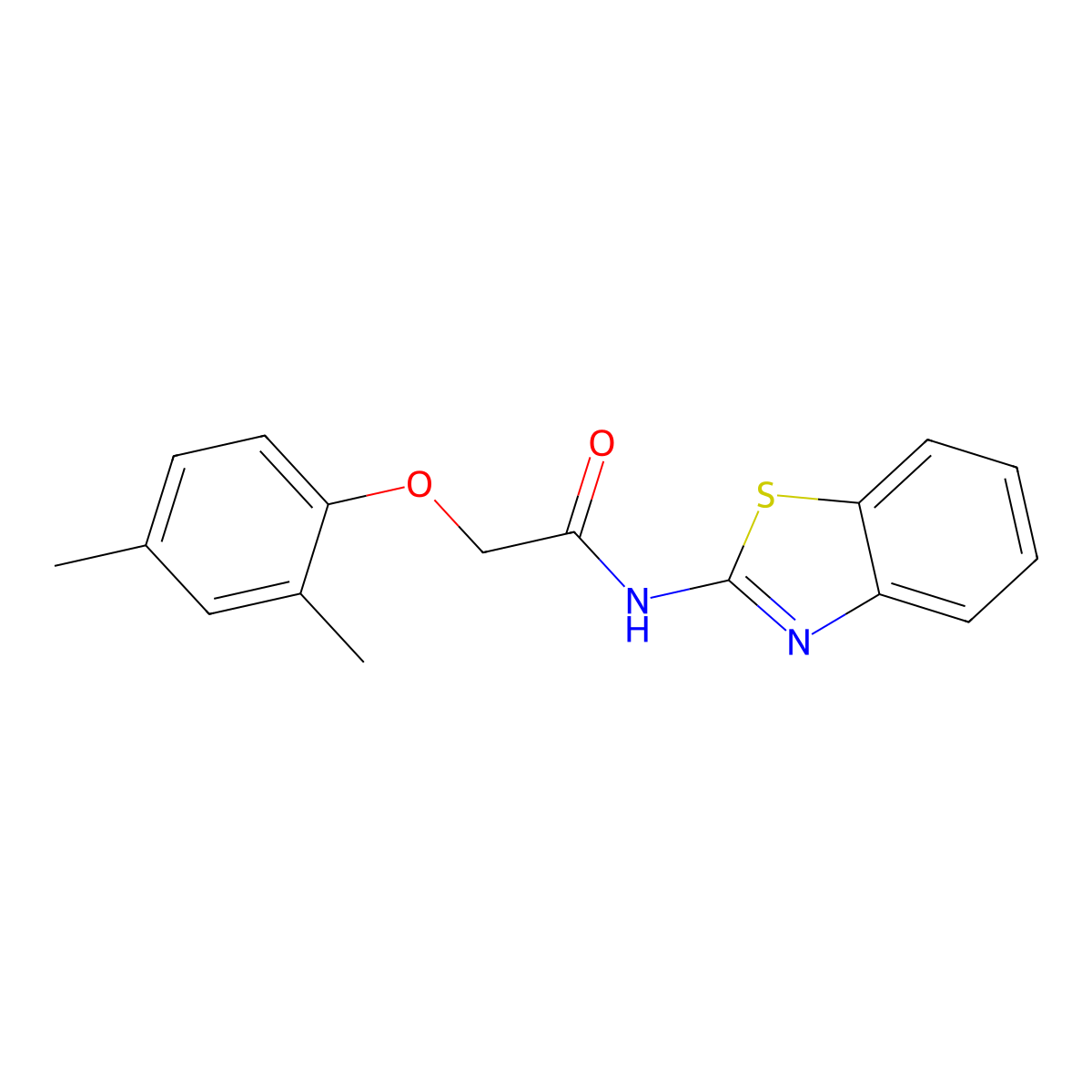 N-(1,3-benzothiazol-2-yl)-2-(2,4-dimethylphenoxy)acetamide molecular structure, CAS 438478-87-6
