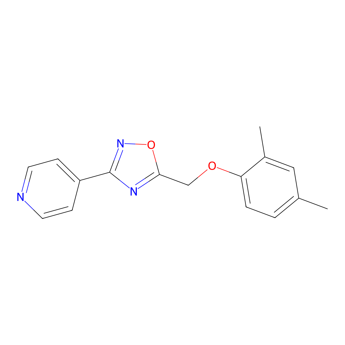 4-{5-[(2,4-Dimethylphenoxy)methyl]-1,2,4-oxadiazol-3-yl}pyridine molecular structure, CAS 438479-00-6