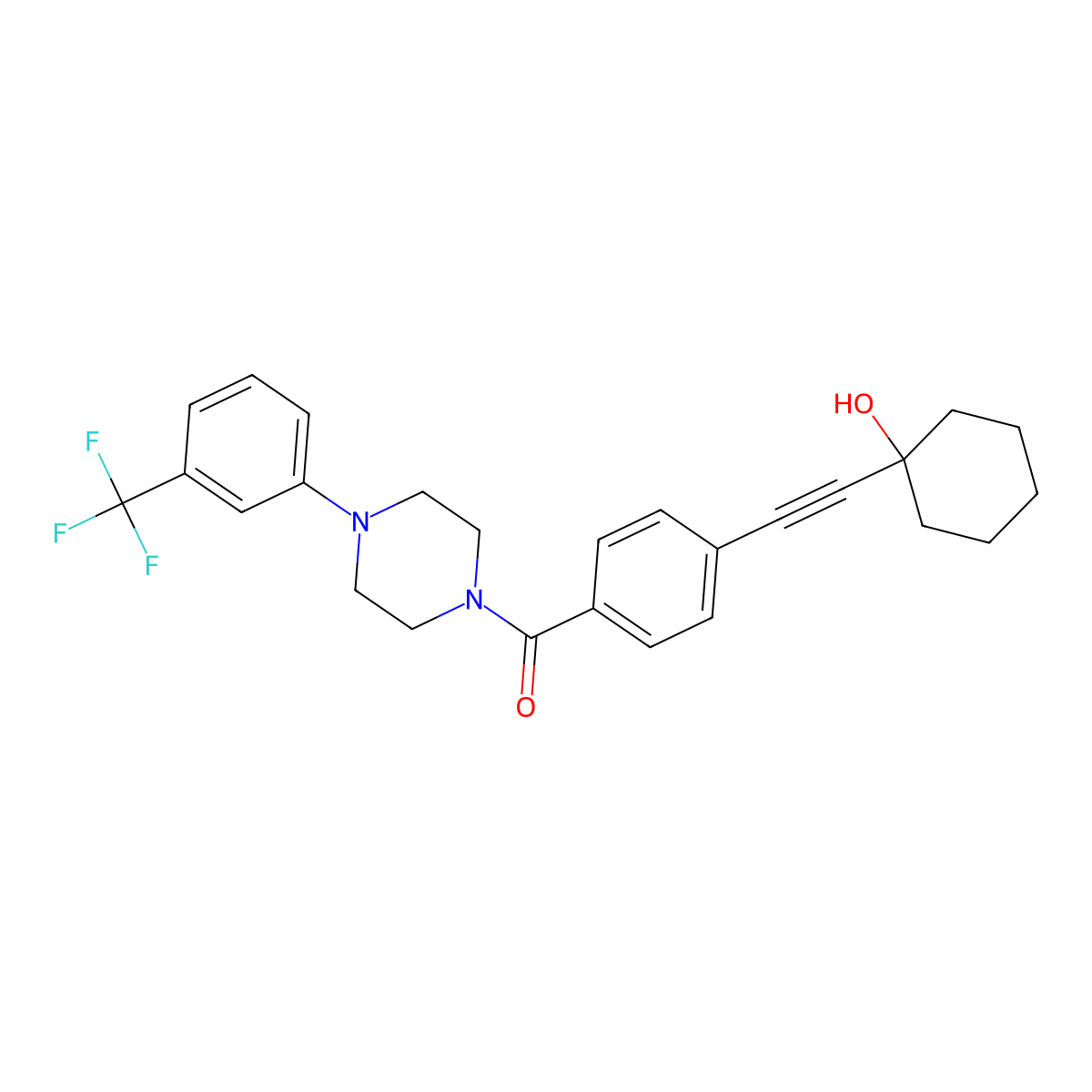 [4-[2-(1-Hydroxycyclohexyl)ethynyl]phenyl]-[4-[3-(trifluoromethyl)phenyl]piperazin-1-yl]methanone molecular structure, CAS 438479-04-0